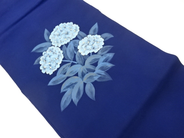 塩瀬金彩手描き紫陽花模様名古屋帯